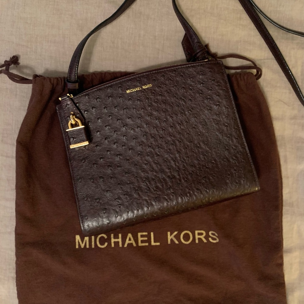 Michael Kors Dark Purple alligator leather crossbody purse